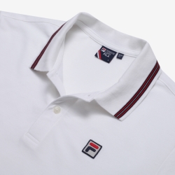 Fila Regular Fit White Line Pique - Naisten Poolopaita - Valkoinen | FI-60368